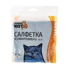 РЫЖИЙ КОТ Салфетка из микрофибры 30х30см M-01 синий 1/200