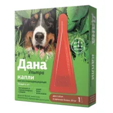 Дана Ультра капли от блох и клещей для собак, от 20 кг, 3.2 мл, Apicenna