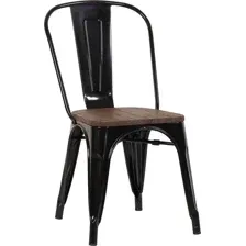 Стул Stool Group Tolix Wood YD-H440B-W LG-01 (черный глянцевый/темное дерево)