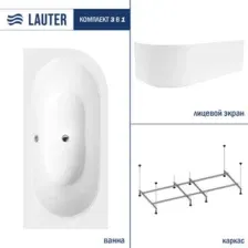 Ванна Lauter Bliss 160 L 21201061L (с каркасом и лицевым экраном белого цвета)