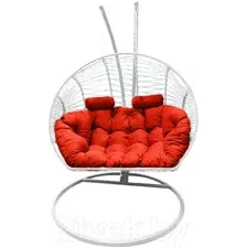 Кресло подвесное Craftmebelby Кокон Двойной Премиум Зигзаг (белый/коралловый)