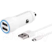 Зарядное устройство автомобильное Breaking А17 2USB + кабель USB-А-Micro USB / 23201 (белый)