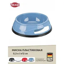 Миска "TRIXIE", подходит для собак и кошек, с резиновой кромкой, 0,3л/12см, пластик, цвет в асс.