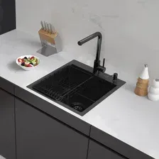 Кухонная мойка ARFEKA ECO AR мойка 450500, коландер F, дозатор BLACK DECOR