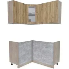 Готовая кухня Интерлиния Мила 12x14 без столешницы (дуб золотой/бетон)