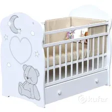 Классическая детская кроватка VDK Bear And Moon маятник и ящик (белый)