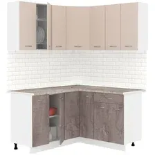 Готовая кухня Кортекс-мебель Корнелия Лира 1.5x1.5 (капучино/оникс/марсель)
