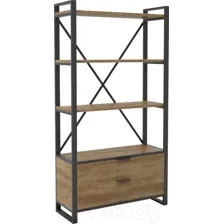 Стеллаж Hype Mebel Стандарт Люкс 80x170 (черный/дуб галифакс олово)