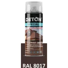 Грунт-эмаль DETON SPECIAL для профнастила и металлочерепицы аэрозоль шоколадно-коричневый 0,52 л арт. RAL 8017
