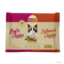 Araton Набор паучей для кошек (Говядина, лосось, курица) 85 г х 4 шт