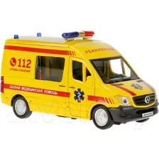 Автомобиль игрушечный Технопарк Mercedes-Benz Sprinter Реанимация / SPRINTERVAN-14SLAMB-YE