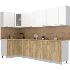 Готовая кухня Интерлиния Мила 12x30 (белый платинум/дуб золотой/дуб бунратти)