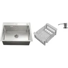 Кухонная мойка Schtoff Best Silver 6050 + коландер KR-1 GREY + дозатор SD-1 GREY