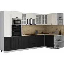 Готовая кухня Интерлиния Мила Деко 1.88x3.2 PR (черный/белый/дуб бунратти)