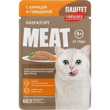 Влажный корм для кошек Мираторг Meat Паштет с курочкой и говядиной (75г)