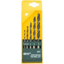 Набор сверл по металлу HSS черненых 5 шт 1.5-2.5-3-4-5 мм 33851 FIT TOOLS
