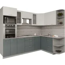 Готовая кухня Интерлиния Мила Gloss 1.68x2.6 правая (белый-асфальт)