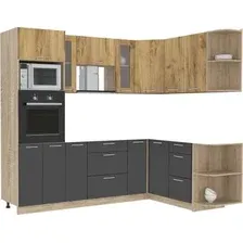 Готовая кухня Интерлиния Мила 1.68x2.4 правая без столешницы (дуб золотой/антрацит)