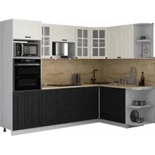 Готовая кухня Интерлиния Мила Деко 1.68x2.6 PR (черный/белый/дуб бунратти)