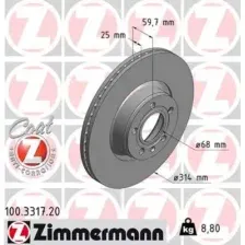 Тормозной диск ZIMMERMANN 100.3317.20 вентилируемый , передняя ось