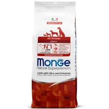 12кг Корм Monge Dog SP Monoprotein Adult Lamb/Rice для взрослых собак всех пород c Ягненком, рисом и картофелем