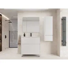 Symbolite Тумба под умывальник Лима 80 Line Plus 2 ящика + Line 80x48 (белый матовый)