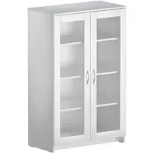 Тумба Mio Tesoro Сириус 2 двери со стеклом 78x123 2.02.03.390.1 (белый)