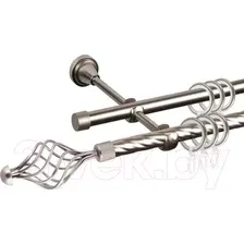 Карниз для штор АС ФОРОС Grace D16K/16Г + наконечники Ажур (1.4м, сатин)