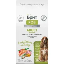 Корм для собак Брит Кеа Dog Adult Medium Healthy Skin & Shiny Coat, 6010179, лосось/индейка, 12 кг