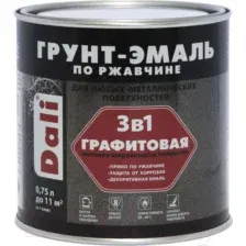 Грунт-эмаль DALI Графитовая по ржавчине 3 в 1 (750мл, черный)