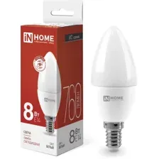 Лампа светодиодная LED-СВЕЧА-VC 8Вт 230В Е14 4000К 760Лм IN HOME 4690612020433