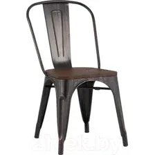 Стул Stool Group Tolix / YD-H440B-W MS-01-1 (черный/патина золото/темное дерево)