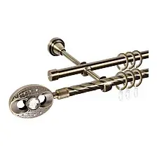 Карниз для штор АС ФОРОС Grace D16K/16Г + наконечники Игнацио (2м, антик)