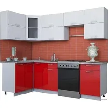 Готовая кухня Интерлиния Мила Gloss 60-12x25 (белый/красный глянец)