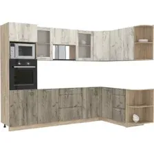 Готовая кухня Интерлиния Мила 1.68x2.8 правая без столешницы (дуб белый/дуб серый)