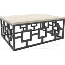 Журнальный столик Hype Mebel Лок 75x100 (черный/древесина белая)