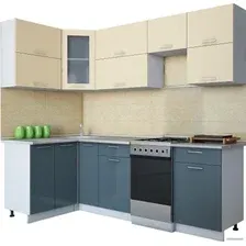 Готовая кухня Интерлиния Мила Gloss 50-12x24 (ваниль/асфальт глянец)