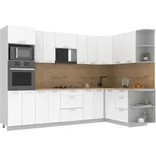 Готовая кухня Интерлиния Мила Лайт 1.68x3.0 правая (белый платинум/белый платинум/дуб бунратти)