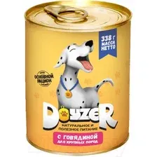Консервированный корм для собак Doyzer с говядиной для крупных пород 338 г