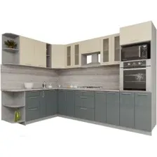 Готовая кухня Интерлиния Мила Gloss 1.88x3.0 левая (ваниль-асфальт)