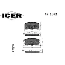 Тормозные колодки дисковые передняя ось ICER 181342