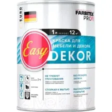 Краска Farbitex Profi EasyDekor для мебели и декора (1л, белый)