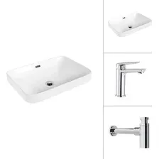 Умывальник Lauter 21441A + Sky 21CK533C с сифоном 21635CH (хром)