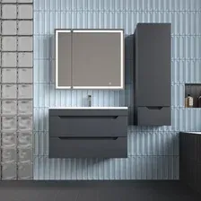 Symbolite Тумба под умывальник Остин 80 Plus 2 ящика (подвесная, графит)