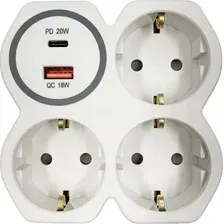 Электроразветвитель КС Дабрабыт 16А 250B 1 USB и 1 USB-C / 74827