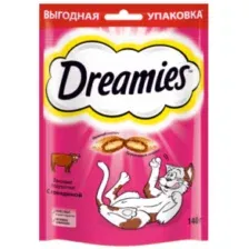 Лакомство Dreamies для взрослых кошек с говядиной, 140 г