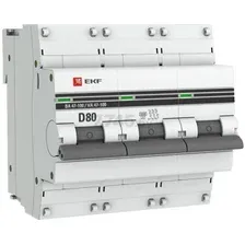 Автоматический выключатель EKF PROxima ВА 47-100 3P 80А D 10кА (mcb47100-3-80D-pro)