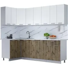 Готовая кухня Интерлиния Мила Лайт 1.2x2.4 (белый платинум/дуб веллингтон/белый гранит)