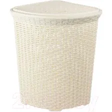 Корзина для белья Violet Ротанг угловая / 235026 (60л, слоновая кость)