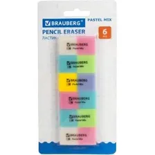 Набор ластиков Brauberg Pastel Mix / 229597 (6шт)